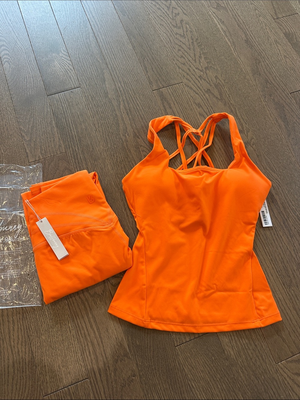 BuffBunny Orange Crisscross Active Tank and Leggings Set